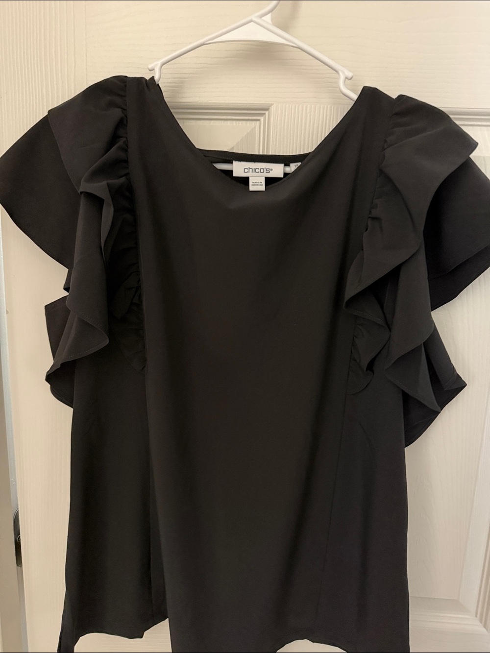 Chico's Black Ruffle Sleeve Blouse